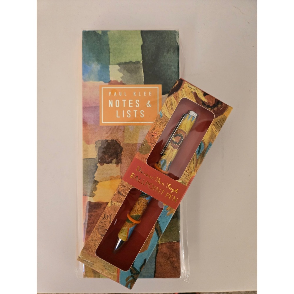 Paul Klee Notes Notepad and Vincent Van Gogh Sunflowers Ballpoint Pen Art Set